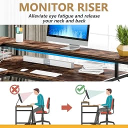 -Large L Shape Modern Wood And Steel Frame Home Office Computer Desk Writing Study Desk With Storage Rack