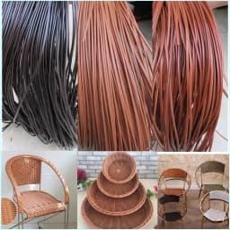 500G Round PE Rattan 2.5/3/3.5/4.5mm Plastic Synthetic Rattan Weaving Raw Material for Furniture Repair Chair Storage Basket DIY