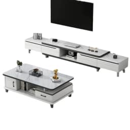 Modern LED TV Stand for Televisions Up Coffee Table Glass Shelves and Drawer Gaming Entertainment Center with Multiple Cabinet