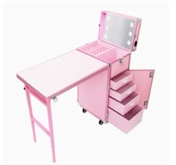 # Hot Sales Portable Rolling Manicure Table Foldable Traveling Nail Desk W/Storage Bluetooth Player Cosmetic Trolley Case Nail T