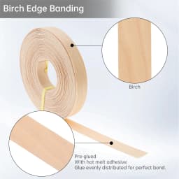 1.9 cm X 15m Hot Melt Adhesive Melamine Edge Banding Flexible Veneer Edging for Plywood Table / Cabinet, Pre-glued Veneer Edging