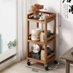 Mobile Bamboo Sofa Side Table, Compact Balcony Tea Trolley, Living Room Corner End Table, Minimalist Side Stand for Small Spaces