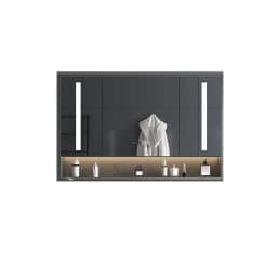 Light Luxury Solid Wood Bathroom Cabinet Rock Integrated Hands Face Washbasin Intelligent Mirror Cabinet Floor Standing