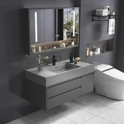 Light Luxury Solid Wood Bathroom Cabinet Rock Integrated Hands Face Washbasin Intelligent Mirror Cabinet Floor Standing