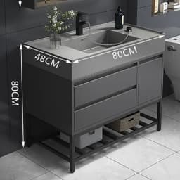 Light Luxury Solid Wood Bathroom Cabinet Rock Integrated Hands Face Washbasin Intelligent Mirror Cabinet Floor Standing