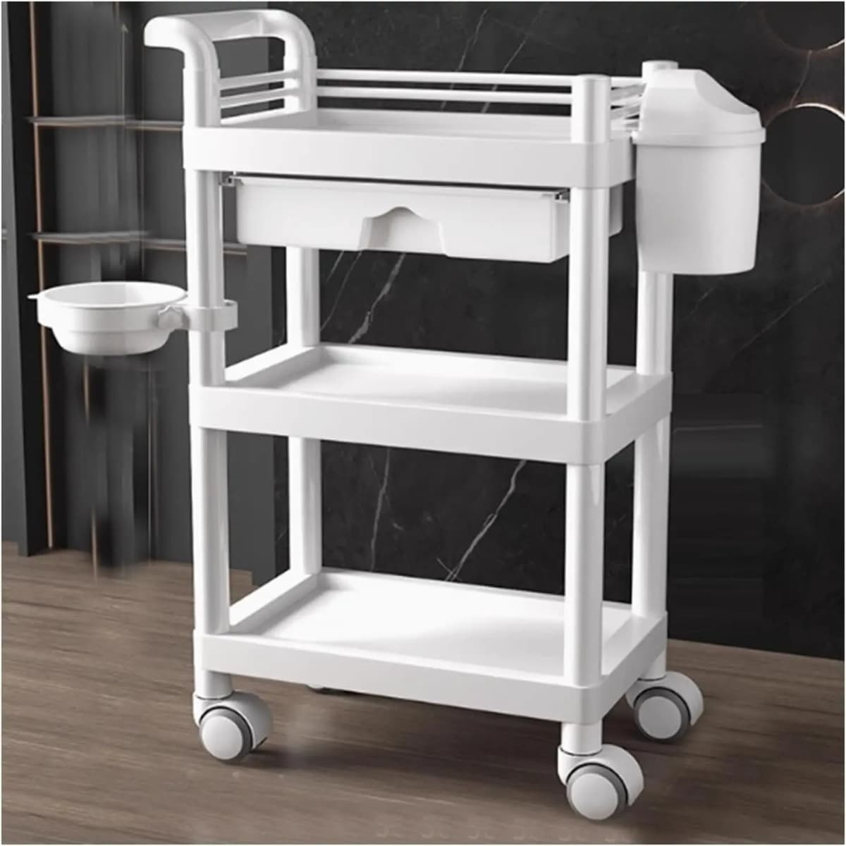 Barbershop Trolley with Wheels Multi-Layer Storage Rack High Load Capacity Durable 360°Rolling Workbench for Salon Spa Tattoo