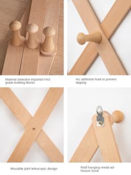 Wooden Expanding Clothes Hanger Expandable Coat Rack Holder Shelf Hat Closet Wall Hook Home Decor NJ70702