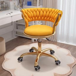Velvet Accent Swivel Stool Adjustable Height Mobile Makeup Chair Gliding Vanity Stool for Nail Salon Nordic Style Office Chairs
