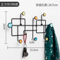 HQ IA01 Geometric Iron Art Wall Decoration Coat Key Hanger Hook Black Steel Golden Tips for Bar Cafe Home Living Room