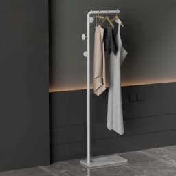 Modern Floor Standing Garment Rack with Marble Board Heavy-Duty Metal Clothing Hanger Organizer Durable Freestanding Coat Stand