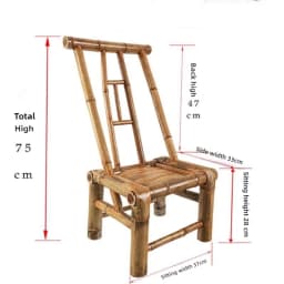 BP82 Handcrafted Bamboo Chair with Backrest Traditional Chinese Style Photography Tea Room Dining Chair for Home Decor