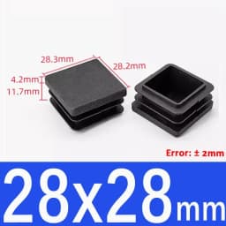 Black Square Plastic Black Blanking End Cap Pipe Plug Foot Furniture Inner Plug Cover 10x10mm ~ 100x100mm