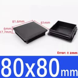 Black Square Plastic Black Blanking End Cap Pipe Plug Foot Furniture Inner Plug Cover 10x10mm ~ 100x100mm
