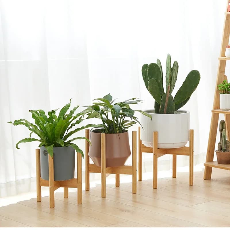Bamboo Plant Shelf Cross Flower Frame Balcony Garden Plant Holder Stand Flower Pot Rack Garden Indoor Display Plant Stand