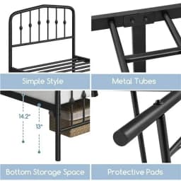 #For Twin/Full/Queen Bed Frames Metal Platform Bed with Arched Headboard/Footboard,Black/White/Antique Gold&