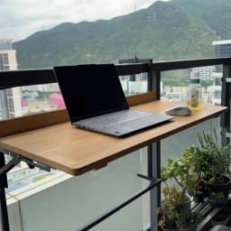 Foldable Balcony Bar Table Teak Wood Hanging Breakfast Counter Sturdy Railing Laptop Desktop Save Space Island Tea Stand