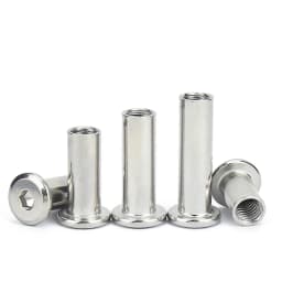 M10 304 Stainless Steel Flat Hex Hexagon Socket Head Connector Rivet Furniture Table Connector Insert Joint Sleeve Cap Nut