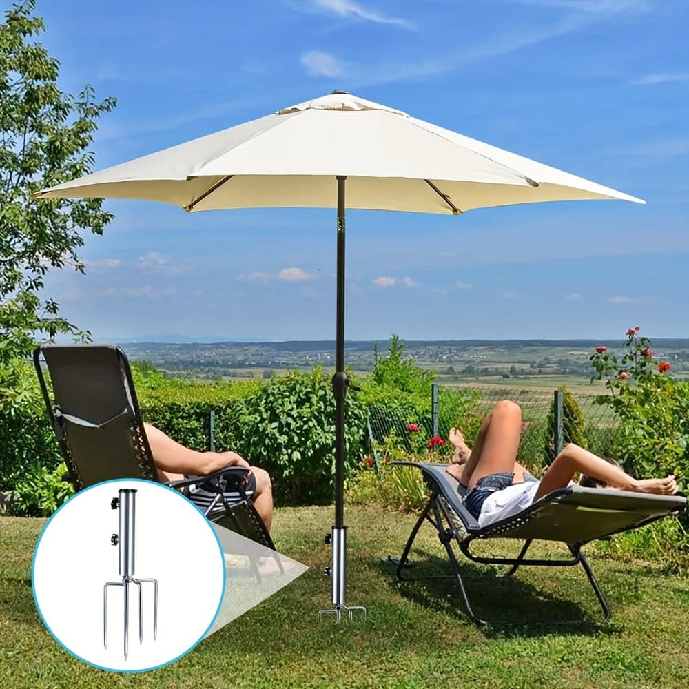 1pcs Umbrella Base 4 Pointed Tips Outdoor Umbrella Detachable Portable Sunshade Ground Anchor Pole Diameter Less Than 1.37 Inch