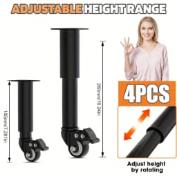 4pcs Metal Extendable Furniture Legs with Casters, Table Legs,with Heavy-Duty Replacement for Cabinets, Sofas, Desks, Dressers