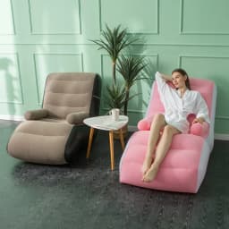 1Pc Inflatable Lazy Sofa Home Leisure Fashion Comfortable Inflatable Air Sleeping Bed Indoor Collapsible Bed Leisure Sofa