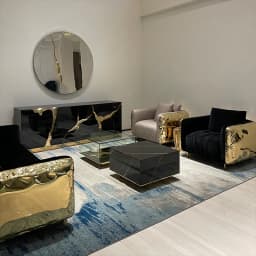 Luxury design black and gold brass rectangular storage wooden living room modern sideboard
