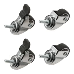 4pcs M6 Threaded Stem Casters Tiny Swivel Wheels without/with Brakes Soft Rubber TPE Sliding Wheel 241b/11kg Loading Table Chair