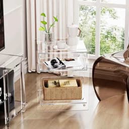Acrylic Double Layered Bedside Table, Transparent Nightstands, Living Room Side Table, Creative Storage Cabinet, Home Furniture