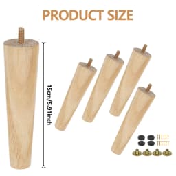 4Pcs Furniture Leg Wooden Replacement Furniture Feet 8/15/20cm Height Table Leg with Screws Foot Pads for Sofa Chair Bed Cabinet
