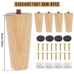 4/8Pcs Wooden Furniture Legs 8/15/20/25cm Oblique/Straight Table Feet Non-slip Chair Feet with Accessory Protective Pad for Sofa