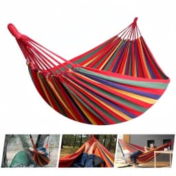 Canvas Hammock Thickened Outdoor Hammock Camping Swing Hammocks with Tree Ropes Anti Rollover Striped Hanging Chair Hammocks.