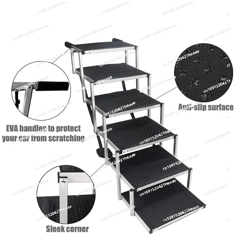 Suitable for 5/6 Steps Dog Ramp Pet Step Stairs with Nonslip Aluminum Fram Cat Dog Ladder for