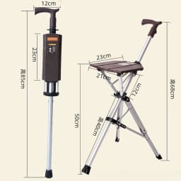 Cane chair folding cane stool multi-functional non-slip elderly crutches outdoor hiking stick carry chair