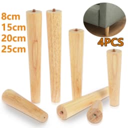 4Pcs 8/15/20/25cm Solid Wood Furniture Feets Oblique/Straight Table Furniture Leg Non-slip Chair Feet Replacement Feet Sloping