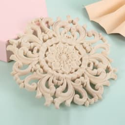 1pc Woodcarving Flower Decal Door Heart Decor Round Unpainted Hollow Branch Solid Wood Onlay European Style 12cm/15cm Disc