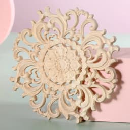 1pc Woodcarving Flower Decal Door Heart Decor Round Unpainted Hollow Branch Solid Wood Onlay European Style 12cm/15cm Disc