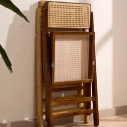 Bamboo Foldable Stool Home with Back Rattan Dining Chair Portable Adult Outdoor Bench Living Room Furniture