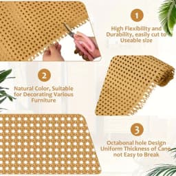 Plastic Rattan Webbing Roll, Handwoven Synthetic Poly Rattan, Faux Cane Mesh-Open Weave, for DIY Home Decor Projects