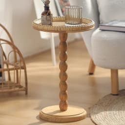 Vintage Solid Wood Tea Table,Vine Woven Coffee Table,Living Room Sofa Side Table,Circular Home Storage Desk,Modern Furniture
