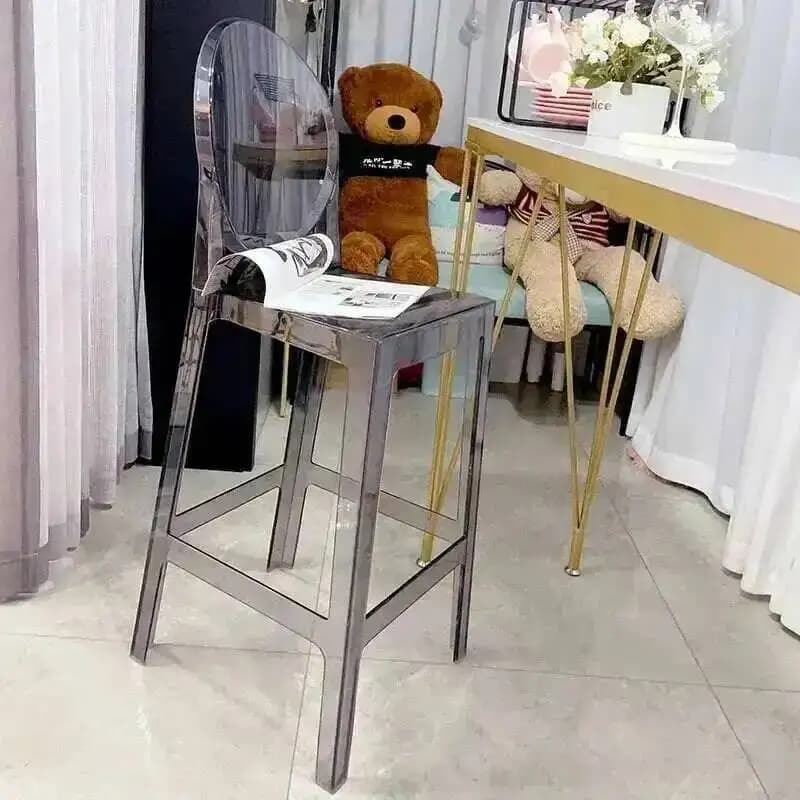 Simple Ghost Nordic Transparent Bar Chairs High Chair Acrylic Creative Bar Stools Outdoor Backrest Front Desk High Chair