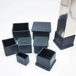 4pcs Black Table Leg End Cover Square Tube External Plug PVC Rubber Sleeve Protector