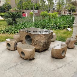 Outdoor stone table, stool, natural outdoor courtyard garden, table and chairs, a set of villa household marble ornaments