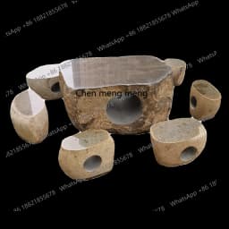 Outdoor stone table, stool, natural outdoor courtyard garden, table and chairs, a set of villa household marble ornaments
