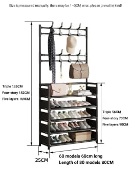 DIVEDEER 4-5 Tier Home Wardrobe Rack Bedroom Wardrobe Rack DIY Dustproof Storage Cabinet Shoe Rack Hanging Bag Storage Cabinet