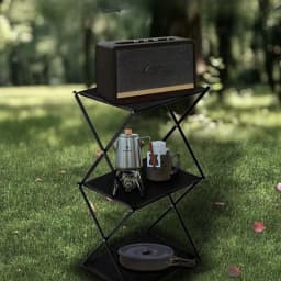 Outdoor Blackened Aluminum Alloy Storage Rack, Deformable Folding Table, Multifunctional Camping, Portable Dual-use