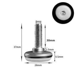 16Pcs Adjustable Furniture Feet Nylon Base Stainless Steel Levelers Legs, for Sofa, Table, Chair, Cabinet, Workbench of Leveling