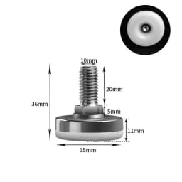 16Pcs Adjustable Furniture Feet Nylon Base Stainless Steel Levelers Legs, for Sofa, Table, Chair, Cabinet, Workbench of Leveling
