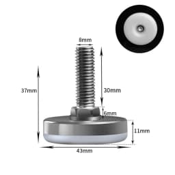 16Pcs Adjustable Furniture Feet Nylon Base Stainless Steel Levelers Legs, for Sofa, Table, Chair, Cabinet, Workbench of Leveling