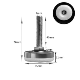 16Pcs Adjustable Furniture Feet Nylon Base Stainless Steel Levelers Legs, for Sofa, Table, Chair, Cabinet, Workbench of Leveling