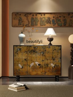 ZZFrench Hallway Sideboard Cabinet Chinese Style Retro Living Room Aisle Tailstock Storage