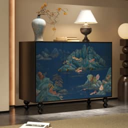ZZFrench Hallway Sideboard Cabinet Chinese Style Retro Living Room Aisle Tailstock Storage
